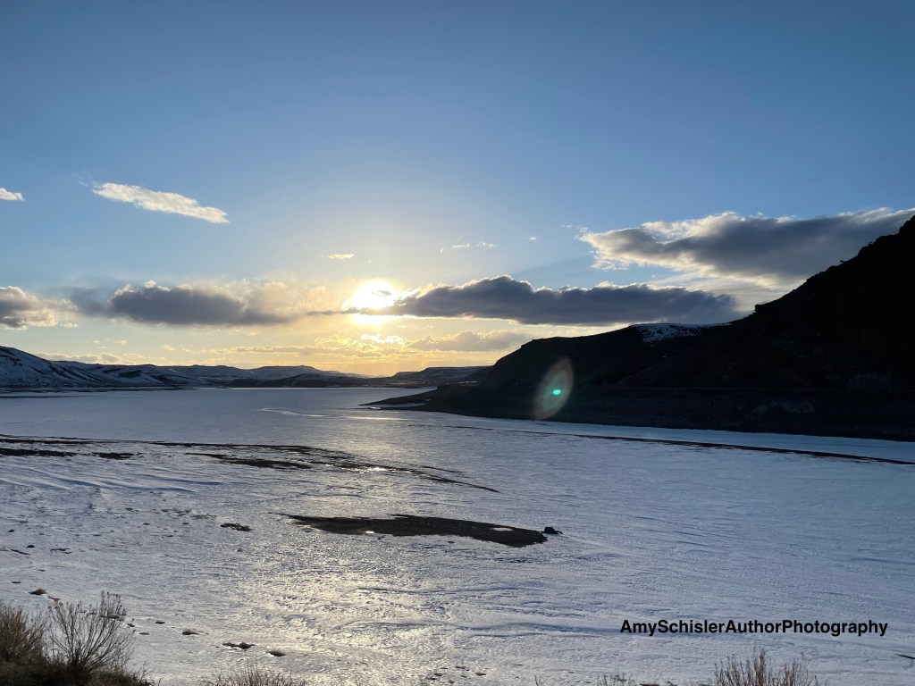 The frozen Blue Mesa Reservoir