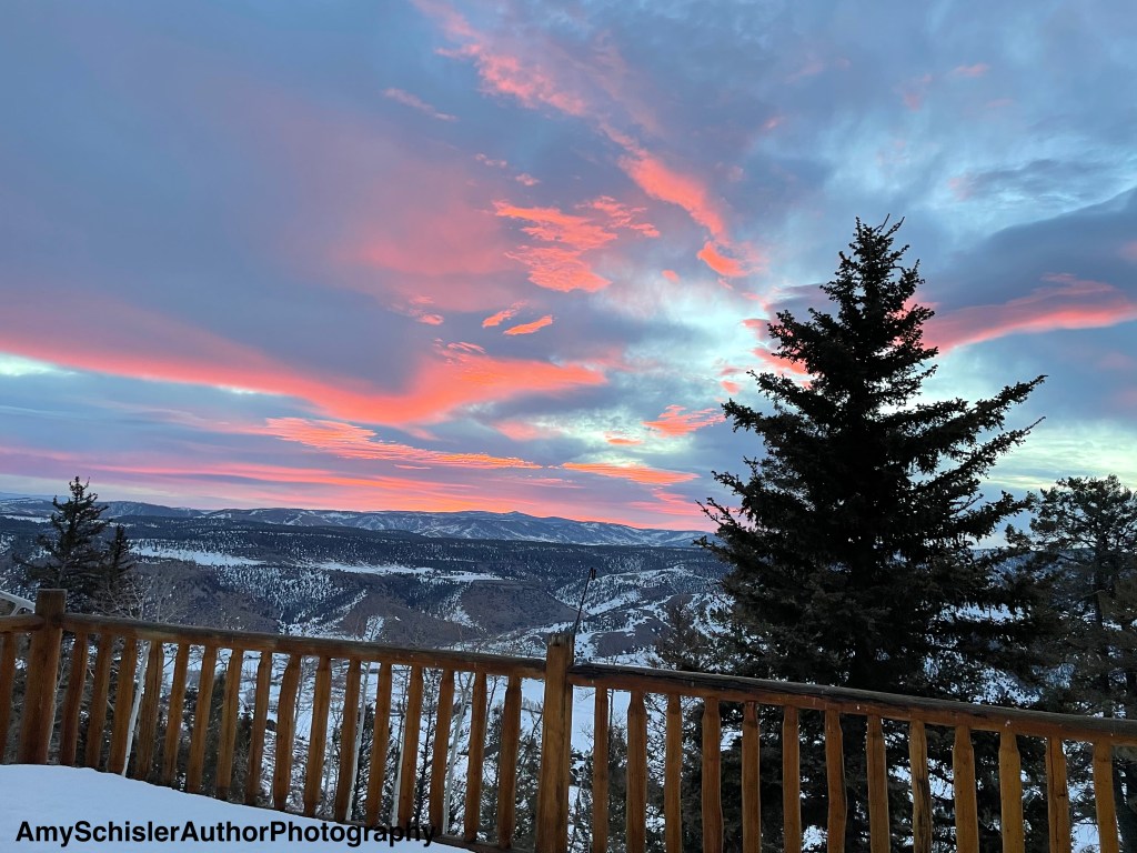 Sunrise over the snowy mountains