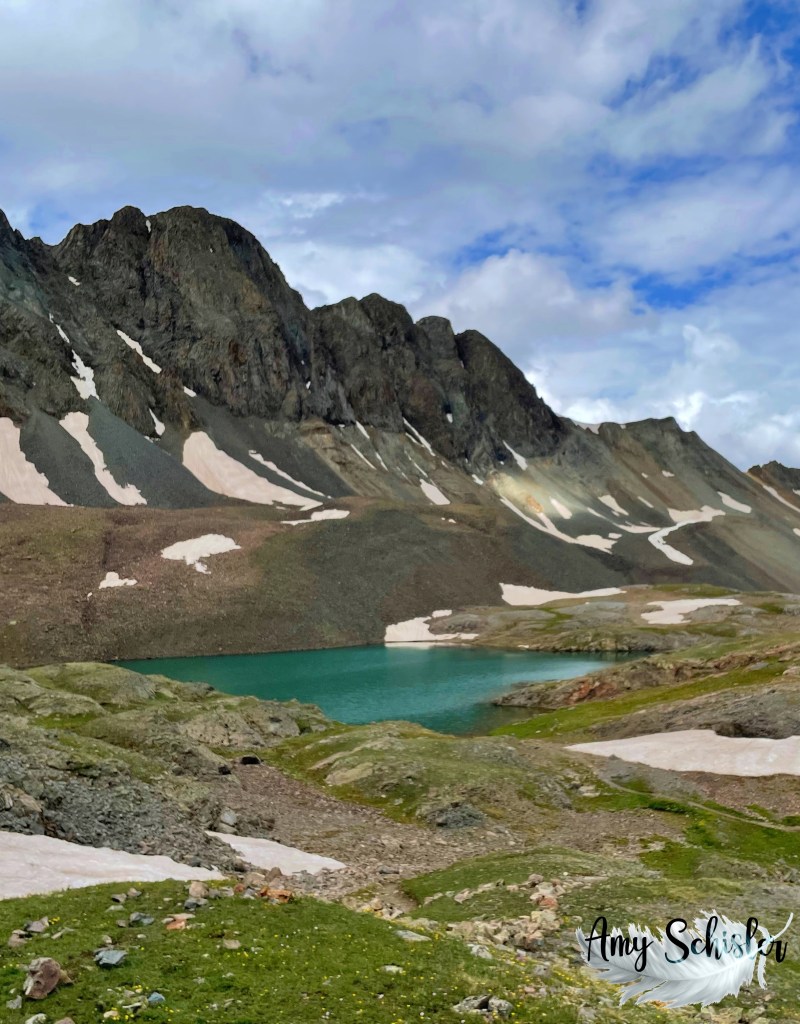 Crystal blue lake in the mountains