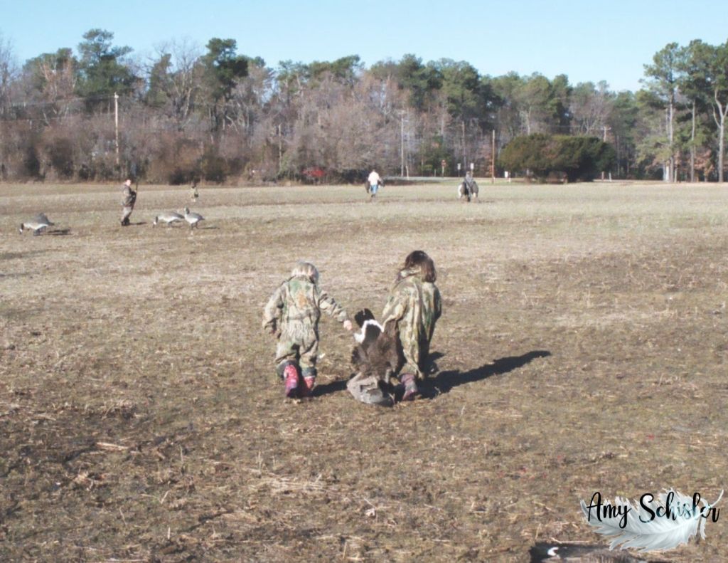 Girls goose hunting