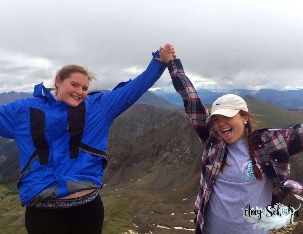 Katie and Brittany celebrate at the top of Uncompaghre - experts at climbing 14ers!