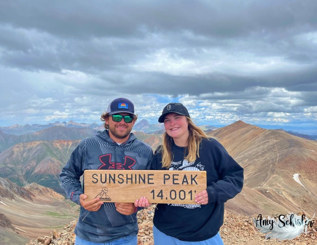 Morgan and Josh at the summit of Sunshine
