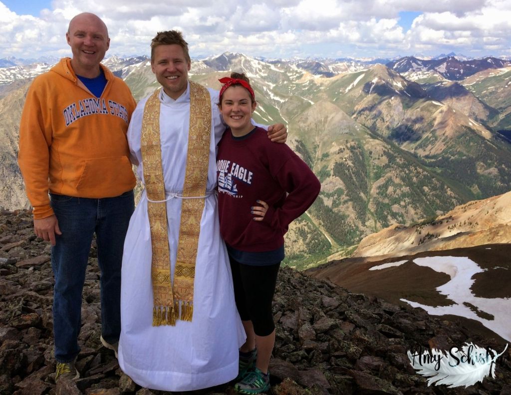 Ken and Rebecca with Father at the peak of Sunshine